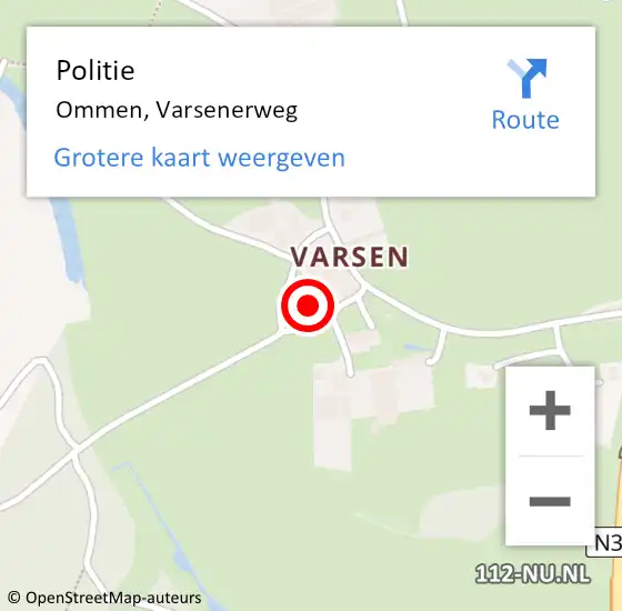Locatie op kaart van de 112 melding: Politie Ommen, Varsenerweg op 23 februari 2024 09:30
