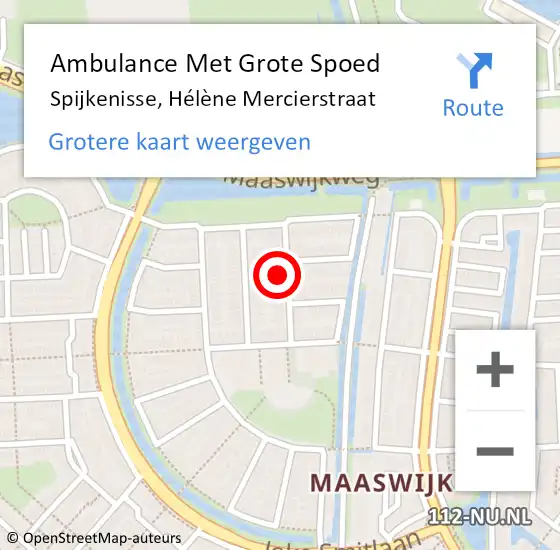 Locatie op kaart van de 112 melding: Ambulance Met Grote Spoed Naar Spijkenisse, Hélène Mercierstraat op 23 februari 2024 09:51