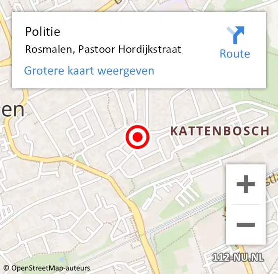 Locatie op kaart van de 112 melding: Politie Rosmalen, Pastoor Hordijkstraat op 23 februari 2024 10:02