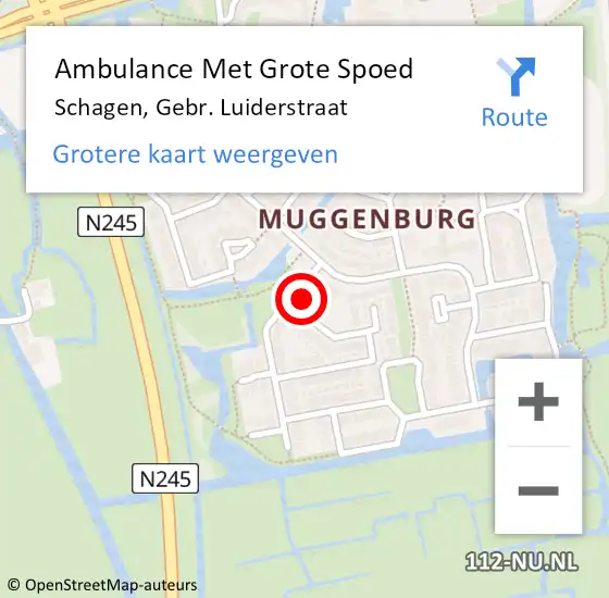 Locatie op kaart van de 112 melding: Ambulance Met Grote Spoed Naar Schagen, Gebr. Luiderstraat op 23 februari 2024 10:05