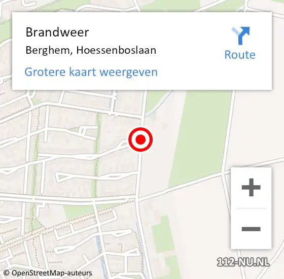 Locatie op kaart van de 112 melding: Brandweer Berghem, Hoessenboslaan op 26 september 2014 20:25