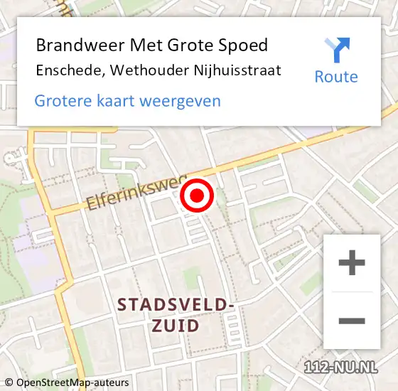 Locatie op kaart van de 112 melding: Brandweer Met Grote Spoed Naar Enschede, Wethouder Nijhuisstraat op 23 februari 2024 10:15