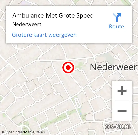 Locatie op kaart van de 112 melding: Ambulance Met Grote Spoed Naar Nederweert op 23 februari 2024 10:27