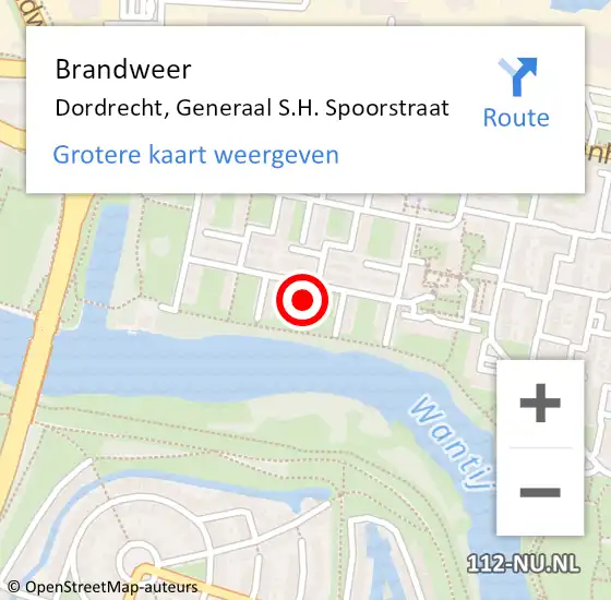 Locatie op kaart van de 112 melding: Brandweer Dordrecht, Generaal S.H. Spoorstraat op 23 februari 2024 10:39