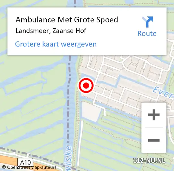 Locatie op kaart van de 112 melding: Ambulance Met Grote Spoed Naar Landsmeer, Zaanse Hof op 23 februari 2024 10:41