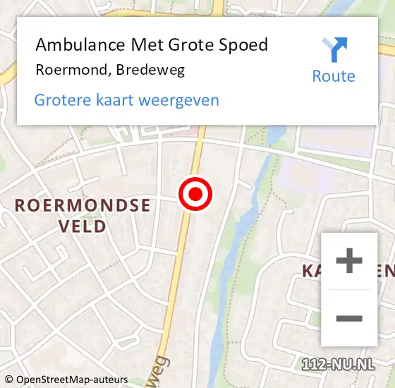 Locatie op kaart van de 112 melding: Ambulance Met Grote Spoed Naar Roermond, Bredeweg op 23 februari 2024 10:52