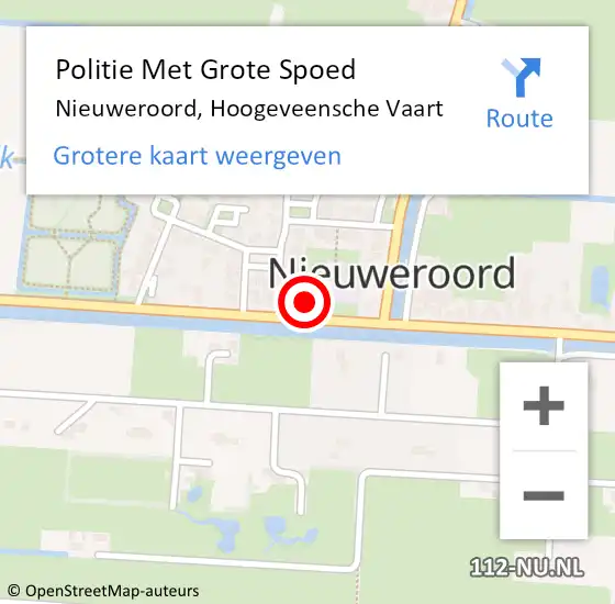 Locatie op kaart van de 112 melding: Politie Met Grote Spoed Naar Nieuweroord, Hoogeveensche Vaart op 23 februari 2024 11:37