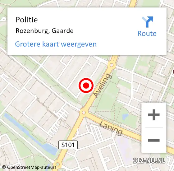 Locatie op kaart van de 112 melding: Politie Rozenburg, Gaarde op 23 februari 2024 13:33