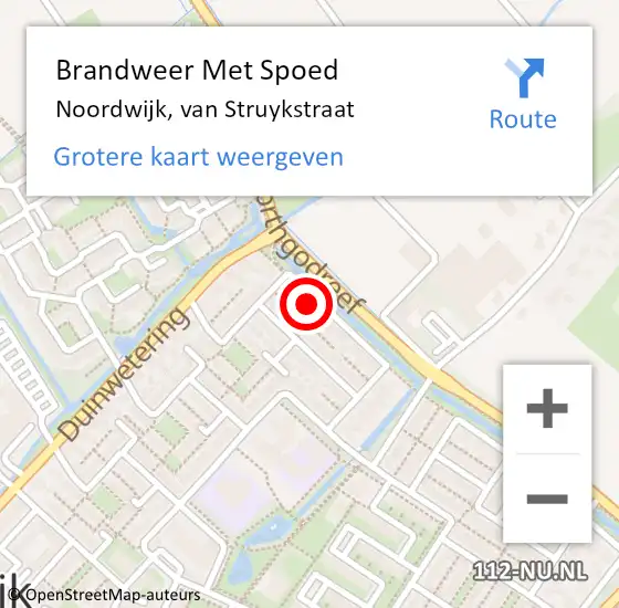 Locatie op kaart van de 112 melding: Brandweer Met Spoed Naar Noordwijk, van Struykstraat op 23 februari 2024 13:48