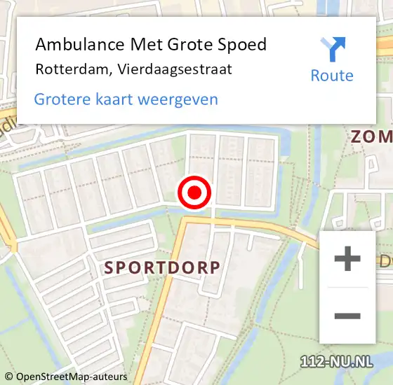 Locatie op kaart van de 112 melding: Ambulance Met Grote Spoed Naar Rotterdam, Vierdaagsestraat op 23 februari 2024 13:55