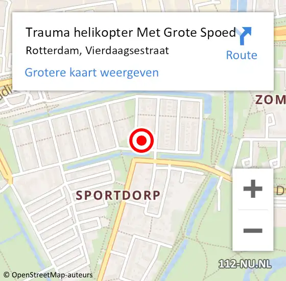 Locatie op kaart van de 112 melding: Trauma helikopter Met Grote Spoed Naar Rotterdam, Vierdaagsestraat op 23 februari 2024 13:56