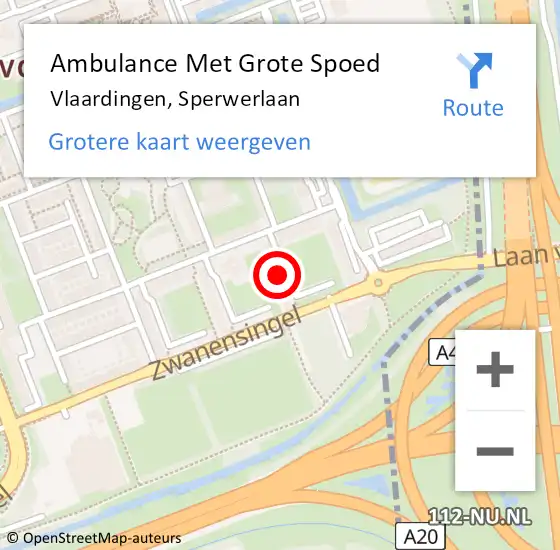 Locatie op kaart van de 112 melding: Ambulance Met Grote Spoed Naar Vlaardingen, Sperwerlaan op 23 februari 2024 14:41