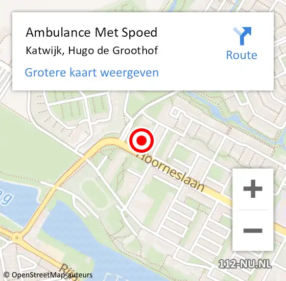 Locatie op kaart van de 112 melding: Ambulance Met Spoed Naar Katwijk, Hugo de Groothof op 23 februari 2024 15:16