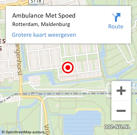 Locatie op kaart van de 112 melding: Ambulance Met Spoed Naar Rotterdam, Maldenburg op 23 februari 2024 15:19