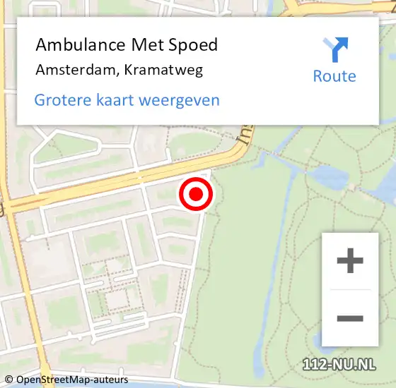 Locatie op kaart van de 112 melding: Ambulance Met Spoed Naar Amsterdam, Kramatweg op 23 februari 2024 15:30
