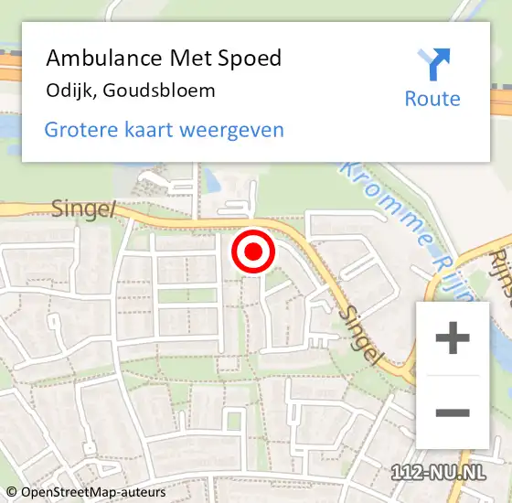 Locatie op kaart van de 112 melding: Ambulance Met Spoed Naar Odijk, Goudsbloem op 26 september 2014 21:12