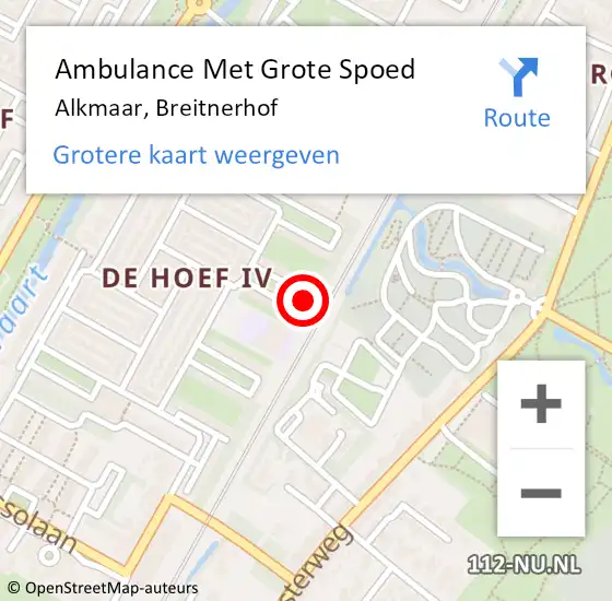 Locatie op kaart van de 112 melding: Ambulance Met Grote Spoed Naar Alkmaar, Breitnerhof op 23 februari 2024 15:43