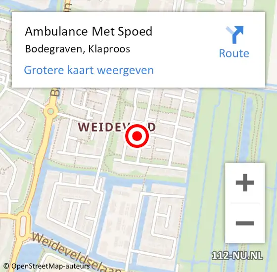 Locatie op kaart van de 112 melding: Ambulance Met Spoed Naar Bodegraven, Klaproos op 23 februari 2024 16:05