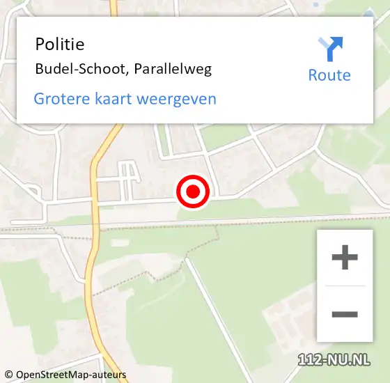 Locatie op kaart van de 112 melding: Politie Budel-Schoot, Parallelweg op 23 februari 2024 16:07