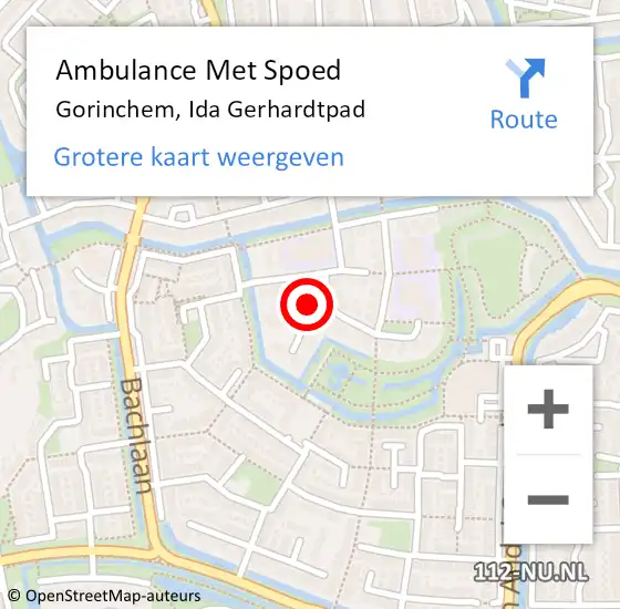 Locatie op kaart van de 112 melding: Ambulance Met Spoed Naar Gorinchem, Ida Gerhardtpad op 23 februari 2024 16:20