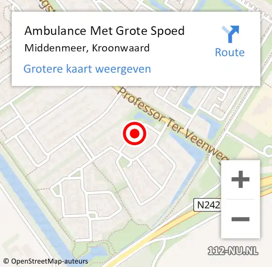 Locatie op kaart van de 112 melding: Ambulance Met Grote Spoed Naar Middenmeer, Kroonwaard op 23 februari 2024 16:24