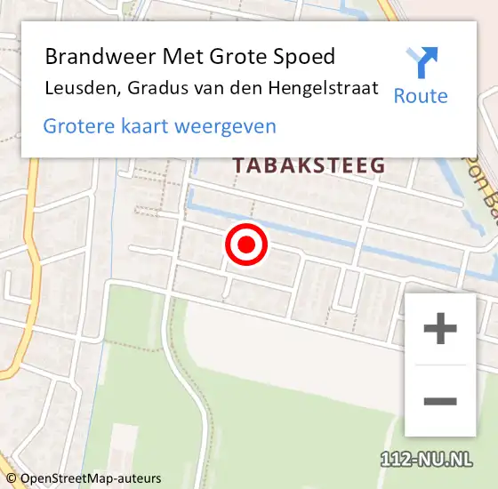 Locatie op kaart van de 112 melding: Brandweer Met Grote Spoed Naar Leusden, Gradus van den Hengelstraat op 23 februari 2024 16:29