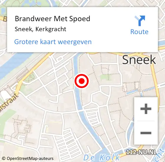 Locatie op kaart van de 112 melding: Brandweer Met Spoed Naar Sneek, Kerkgracht op 23 februari 2024 16:36