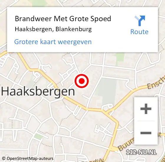 Locatie op kaart van de 112 melding: Brandweer Met Grote Spoed Naar Haaksbergen, Blankenburg op 26 september 2014 21:21