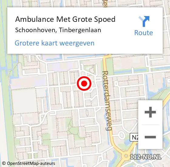 Locatie op kaart van de 112 melding: Ambulance Met Grote Spoed Naar Schoonhoven, Tinbergenlaan op 23 februari 2024 16:54