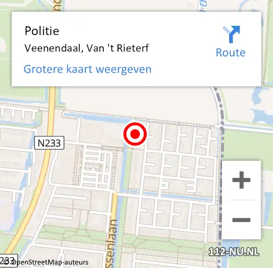 Locatie op kaart van de 112 melding: Politie Veenendaal, Van 't Rieterf op 23 februari 2024 17:01