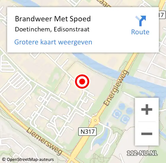 Locatie op kaart van de 112 melding: Brandweer Met Spoed Naar Doetinchem, Edisonstraat op 23 februari 2024 17:06