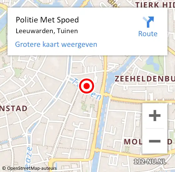 Locatie op kaart van de 112 melding: Politie Met Spoed Naar Leeuwarden, Tuinen op 23 februari 2024 17:07