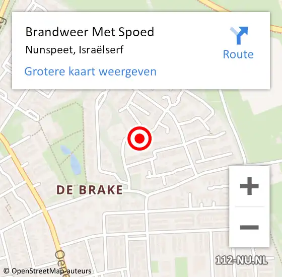 Locatie op kaart van de 112 melding: Brandweer Met Spoed Naar Nunspeet, Israëlserf op 23 februari 2024 17:13