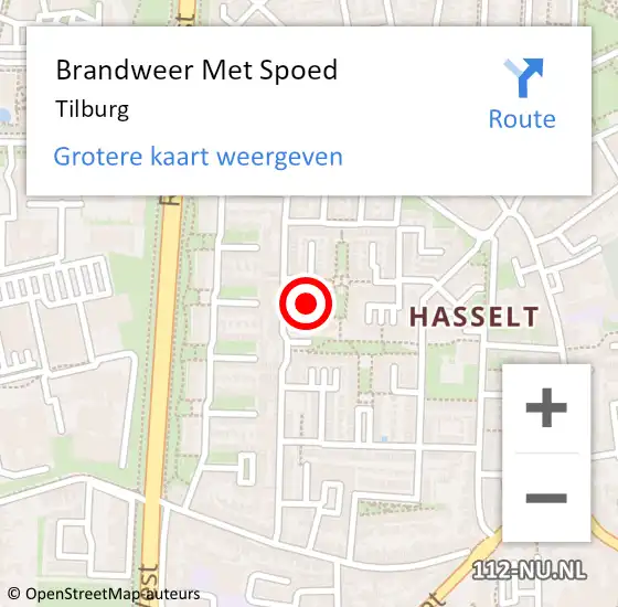 Locatie op kaart van de 112 melding: Brandweer Met Spoed Naar Tilburg op 23 februari 2024 18:00