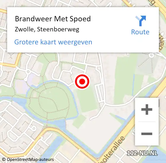 Locatie op kaart van de 112 melding: Brandweer Met Spoed Naar Zwolle, Steenboerweg op 23 februari 2024 18:37