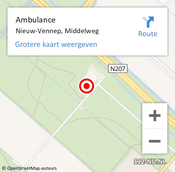 Locatie op kaart van de 112 melding: Ambulance Nieuw-Vennep, Middelweg op 23 februari 2024 18:38