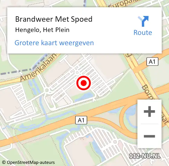 Locatie op kaart van de 112 melding: Brandweer Met Spoed Naar Hengelo, Het Plein op 23 februari 2024 18:38