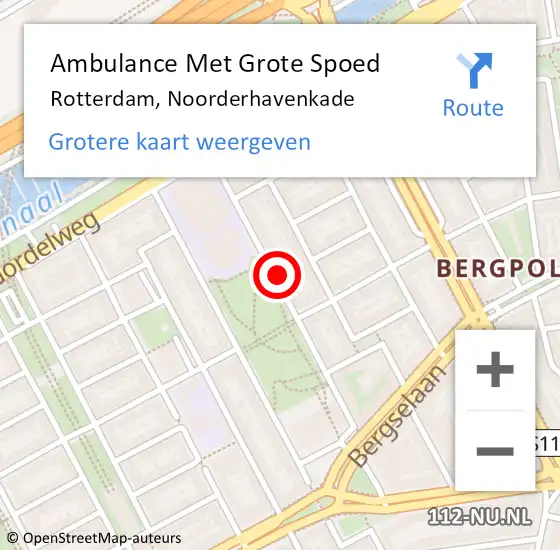 Locatie op kaart van de 112 melding: Ambulance Met Grote Spoed Naar Rotterdam, Noorderhavenkade op 23 februari 2024 19:04