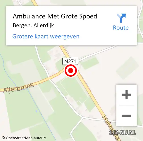 Locatie op kaart van de 112 melding: Ambulance Met Grote Spoed Naar Bergen, Aijerdijk op 26 september 2014 21:41