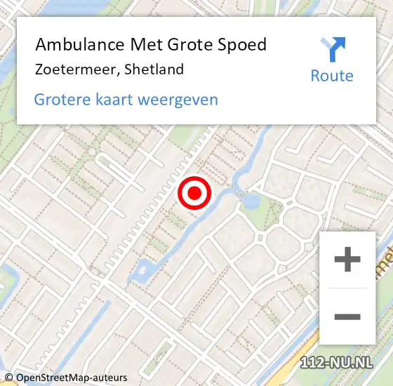 Locatie op kaart van de 112 melding: Ambulance Met Grote Spoed Naar Zoetermeer, Shetland op 23 februari 2024 19:25
