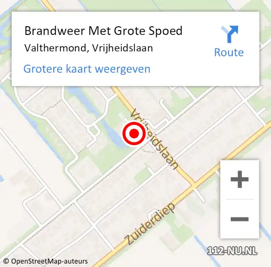 Locatie op kaart van de 112 melding: Brandweer Met Grote Spoed Naar Valthermond, Vrijheidslaan op 26 september 2014 21:41
