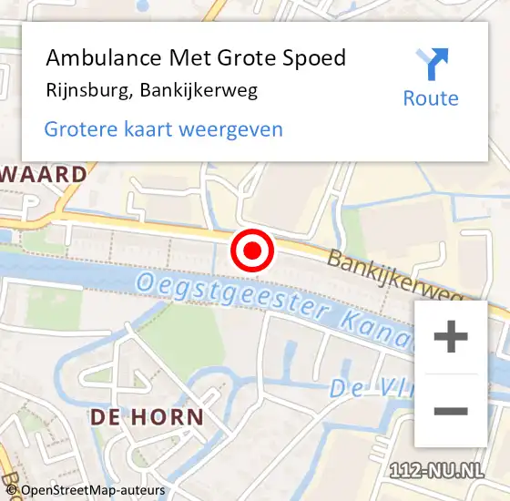 Locatie op kaart van de 112 melding: Ambulance Met Grote Spoed Naar Rijnsburg, Bankijkerweg op 23 februari 2024 19:28