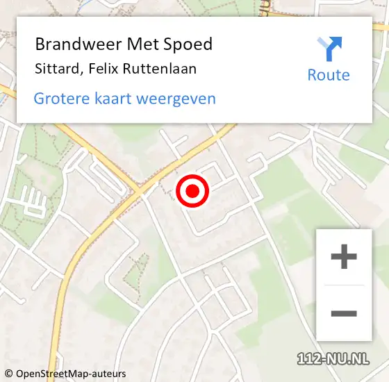 Locatie op kaart van de 112 melding: Brandweer Met Spoed Naar Sittard, Felix Ruttenlaan op 23 februari 2024 19:37