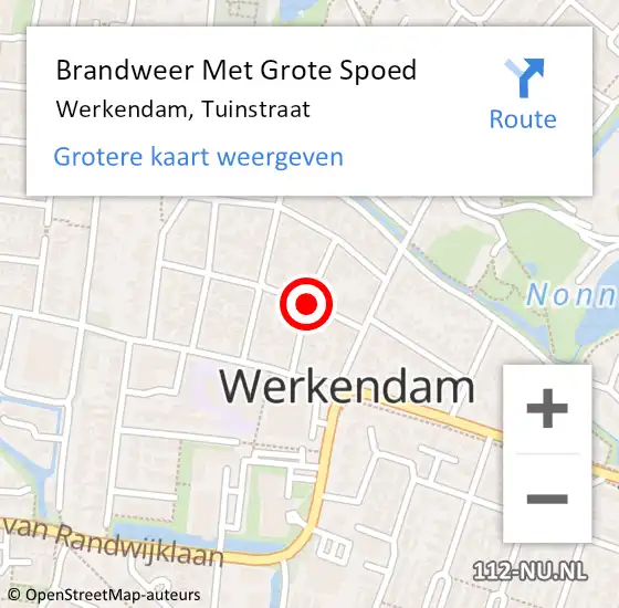 Locatie op kaart van de 112 melding: Brandweer Met Grote Spoed Naar Werkendam, Tuinstraat op 23 februari 2024 20:07