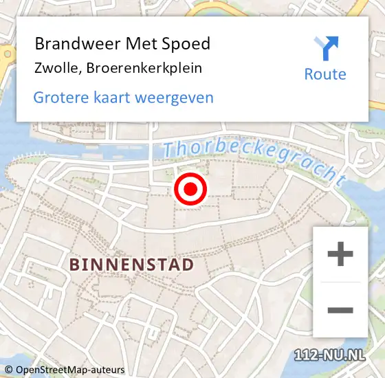 Locatie op kaart van de 112 melding: Brandweer Met Spoed Naar Zwolle, Broerenkerkplein op 23 februari 2024 20:13