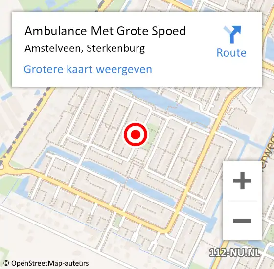 Locatie op kaart van de 112 melding: Ambulance Met Grote Spoed Naar Amstelveen, Sterkenburg op 23 februari 2024 20:21