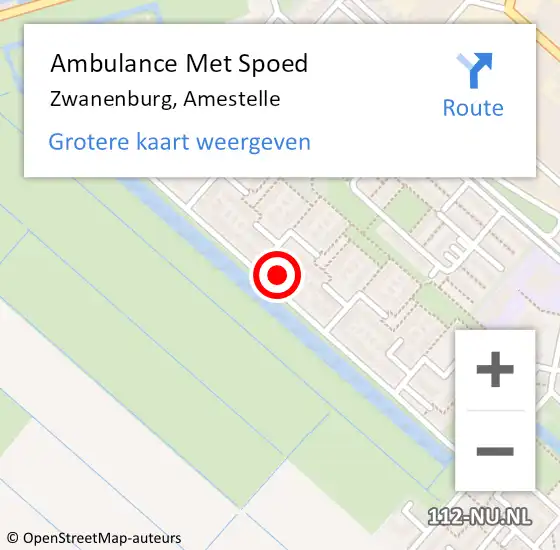 Locatie op kaart van de 112 melding: Ambulance Met Spoed Naar Zwanenburg, Amestelle op 23 februari 2024 20:25