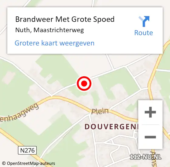 Locatie op kaart van de 112 melding: Brandweer Met Grote Spoed Naar Nuth, Maastrichterweg op 23 februari 2024 20:25