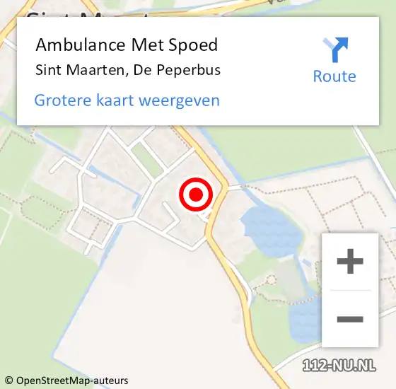 Locatie op kaart van de 112 melding: Ambulance Met Spoed Naar Sint Maarten, De Peperbus op 23 februari 2024 20:32