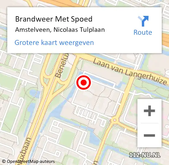 Locatie op kaart van de 112 melding: Brandweer Met Spoed Naar Amstelveen, Nicolaas Tulplaan op 23 februari 2024 20:35